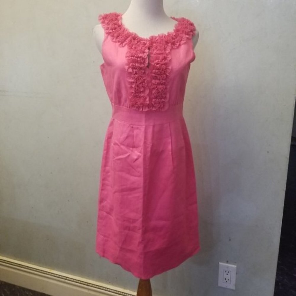 Taylor Pink ruffled V-neck A-line dress women's size 4 (292)